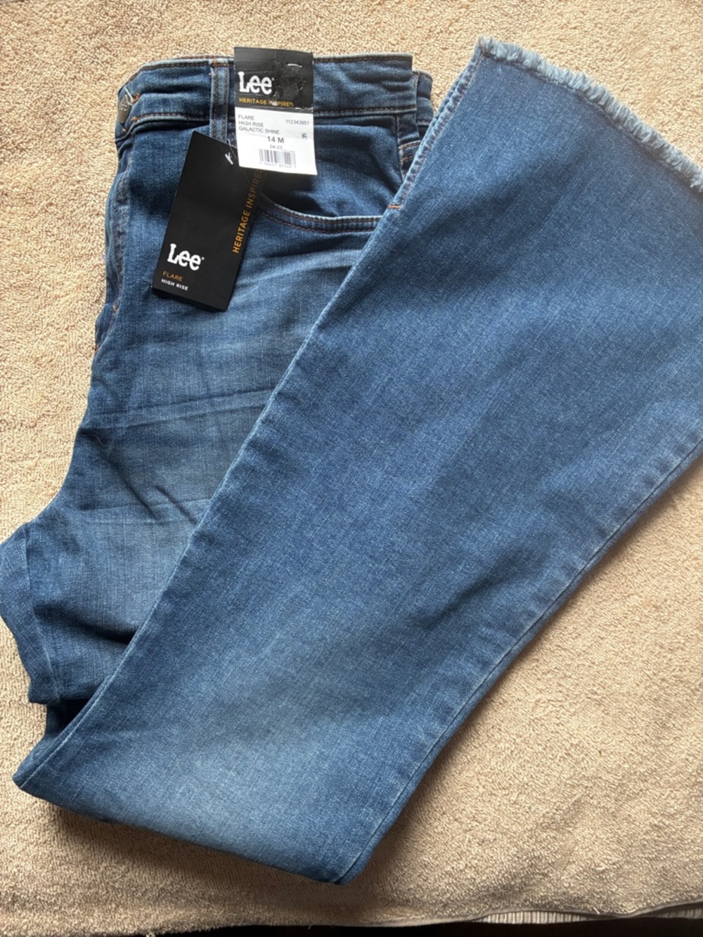 Lee 14 NWT Women's Blue Frayed Hem Flare Jeans